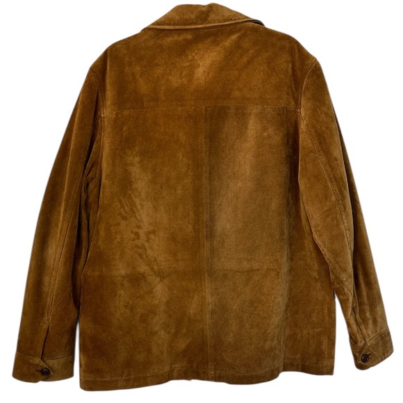 GAP‎ Men’s VINTAGE Suede Leather Jacket Sherpa Lined Camel Full Zip Pockets L - Picture 2 of 16